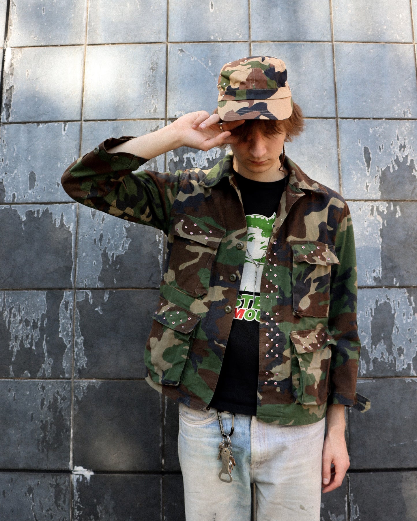 'DEVIANTS' STUDDED CAMO FIELD JACKET