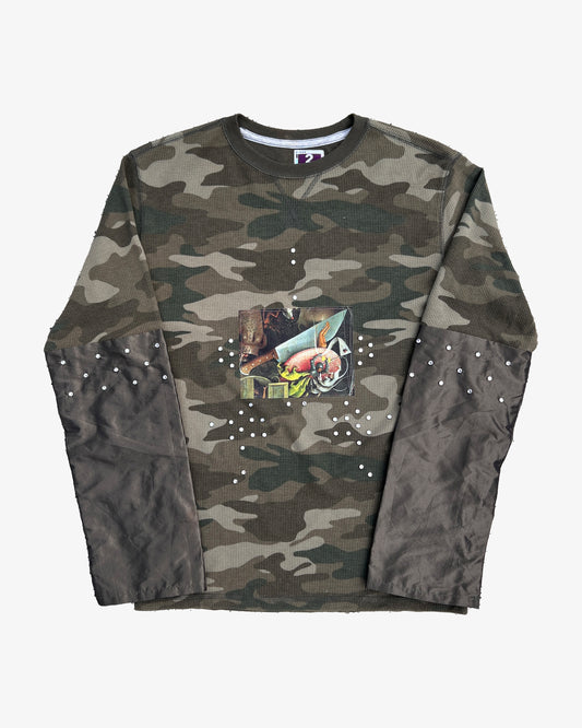 'SUFFERING' DARK CAMO SATIN SLEEVE THERMAL