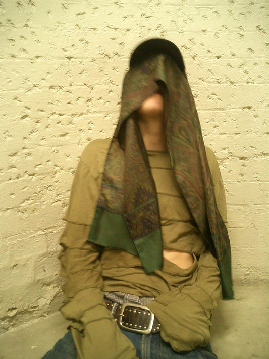 OLIVE SHREDDED LAYERED LONGSLEEVE