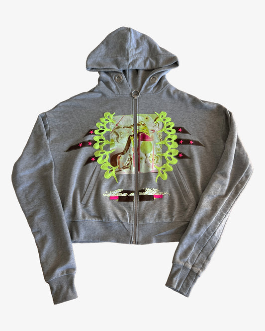 'DEVIANTS' GREY ZIP UP HOODIE