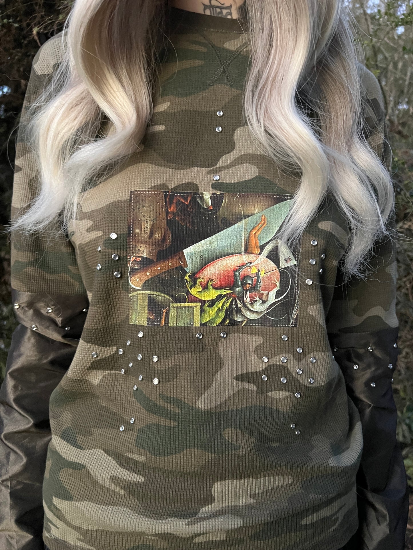 'SUFFERING' DARK CAMO SATIN SLEEVE THERMAL