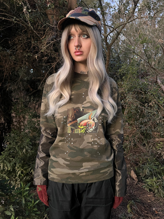 'SUFFERING' DARK CAMO SATIN SLEEVE THERMAL